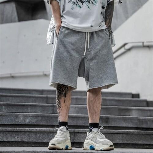 High Street Bieber Baggy Harem Shorts Hip Hop Drawstring Loose Five-point Pants Summer Drop Crotch Beach Shorts Sweat Men