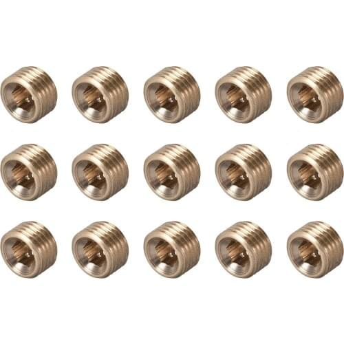 Uxcell Brass Pipe Fitting - Hex Counter Sunk Plug G1/4 Male Socket Drive Countersunk Pipe Plugs 15pcs