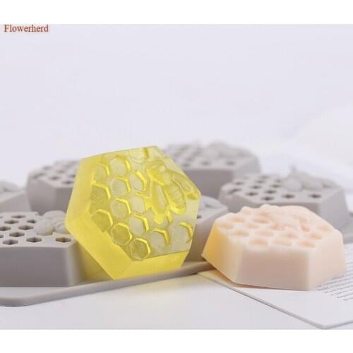 6-hole Silicone Soap Mold Bee Rhombic Honeycomb Handmade Soap Mold DIY Liquid Crafts Soap Making Supplies Cake Chocolate Mold