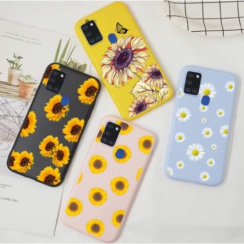 Sunflower Daisy Silicone Case For Samsung Galaxy A21S M12 A51 A71 A31 A50 A70 A40 Case For Galaxy M 12 4G Back Cover TPU Funda