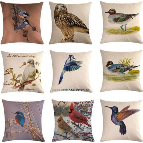 Nordic style Throw Pillow Cover Bird Cushion Cover Animals Bird Lovely Lumbar Owl 45x45cm Pillowcase Case Decoration