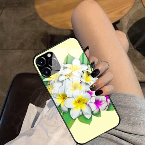 Plumeria Flowers Bouquet Phone Case Glass Phone Case For iphone 12 11 Pro Max XS XR X 8 7 Plus SE2 Case