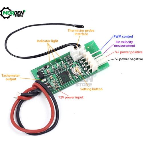 STK IC DC12V PWM Temperature Controller Fan Speed Governor 4-Wire fan Temperature Control Switch for PC CPU Fan Cooler/Alarm