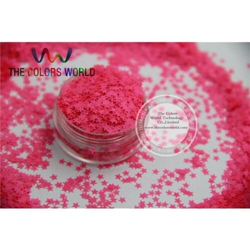 Solvent resistant Sparkles-Neon Pink Color Stars-shaped Glitter Confetti for Nail Polish and DIY decoration 1Pack =50g