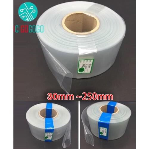 30mm - 250mm Transparent 18650 Lithium Battery Pack Heat Shrink Tube Wrap Cover Skin PVC Shrinkable Film Pipe Sleeves Insulating