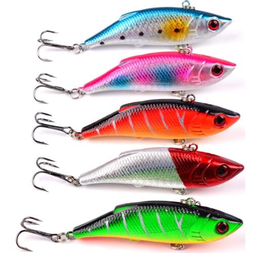 1 PCS 8 cm/9.7g Sinking VIB Fishing Bait Tough Bait Artificial Bait 6 # Hooks Woofer Vibration Winter ice Full Swimming Fishing