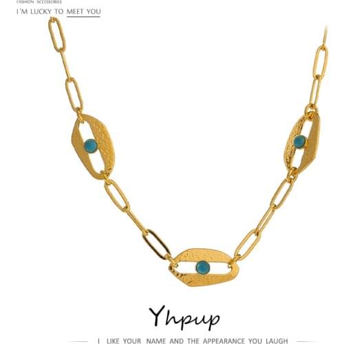 Yhpup New Design Stainless Steel Women Trendy Eye Chain Necklace Charm Metal 18 K Collar Necklace цепочка на шею женская Gift
