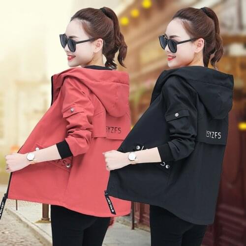 2021 New Spring Autumn Women Jacket Hooded Causal Windbreaker Famale Basic Jackets Short Coats Zipper Lightweight Outwear