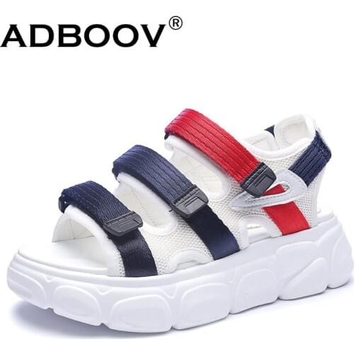 ADBOOV New Flat Platform Sandals Women Open Toe Fashion Summer Casual Shoes Chunky Beach Sandals Sandalias Mujer 2019
