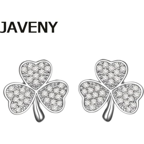 925 Sterling Silver Jewelry Green Cubic Zirconia Irish Shamrock Leaf Clover Womens Wedding Bridal Stud Earring 6pcs Lots Wholesa