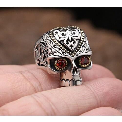 925 STERLING SILVER skull hiphop RING jewelry Men gift jewelry A849