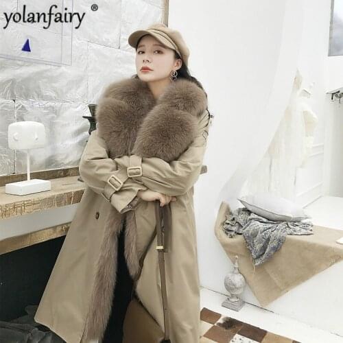 Real Fur Coat Women Fox Fur Liner Parka Winter Coat Women Windbreaker Womens Clothing Abrigos Mujer Invierno 2020 BL505 YY683