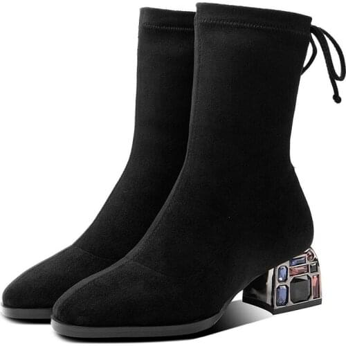 Winter Womens Plush Women Heels Elastic Force Snow Womens Shoes Rubber Sole M06-Yutian-M3911