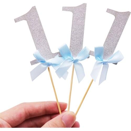 10pcs/set Glitter Gold Silver Number 1 Cupcake Cake Topper Picks For DIY Baby Shower Birthday Wedding Party Baking Decor
