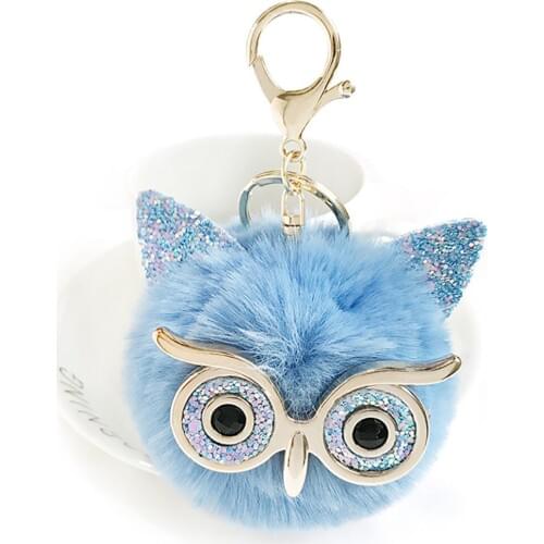 2018 New Elegant Cute Soft Fluffy Owl Pendant Key Ring Handbag Decoration Accessory Gift