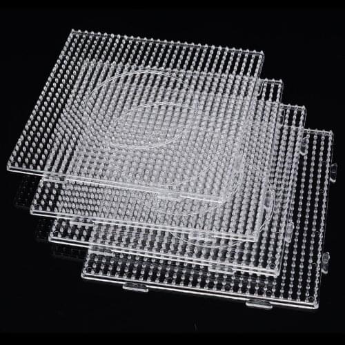 4pcs Pegboard Square Shape Perler Beads PE Transparent Large 3D Puzzle Template Educational Puzzle for DIY Toys Hama Fuse Bead