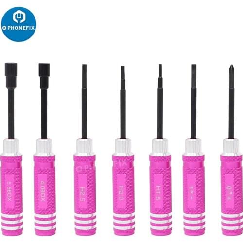 7Pcs Magnetic Hex Screw Drivers Set Durable High Speed Steel Screwdriver Tools Kit for RC Cars Helicopters Planes Model Repair