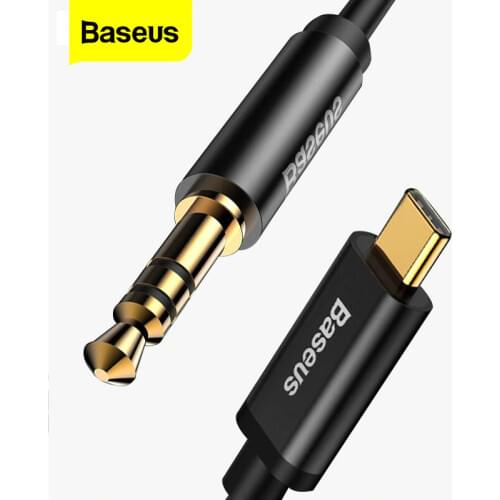 Baseus USB Type C Male Aux Audio Cable to 3.5mm Jack Male Speaker Cable For Headphone Headset Aux Cord For Xiaomi Huawei Samsung