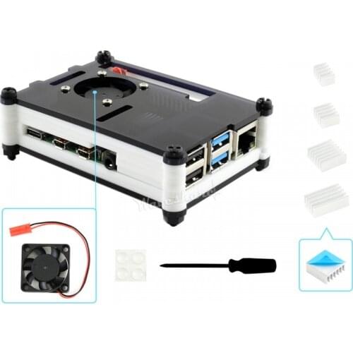 Black/White Acrylic Case for Raspberry Pi 4 Model With Cooling Fan Dust Resistance good Heat Spreading