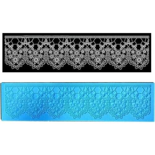 Flowers Silicone Lace Mat Kitchen Fondant Lace Mold Wedding Decoration Silicone Baking Mat Sugarcraft Cake Mold Color Blue