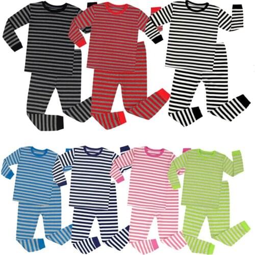 Baby Pajamas Spring Autumn Kids Girls Boys Toddler Cotton Pajamas Set Striped Sleepwear Warm Lounge Wear Teenagers Clothing