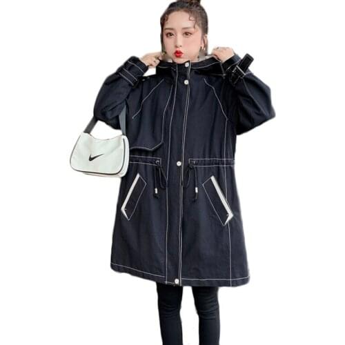Womens Plus Size Trench Coat 2021 Spring New Fashion Long Windbreaker With Lining Windproof Tooling Overcoat Trend 4XL 100 KG