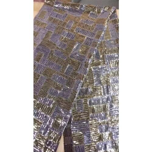 Hot sale latest Nigerian lace fabric YG-580 with sequined embroidery African net fabric
