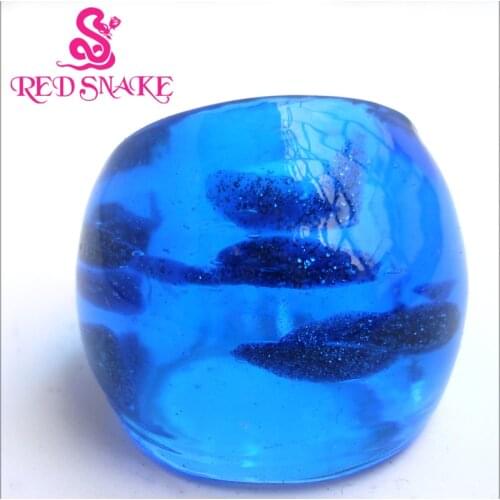 RED SNAKE Fashion Ring Handmade Bule color with dots design translucent Murano Glass Rings