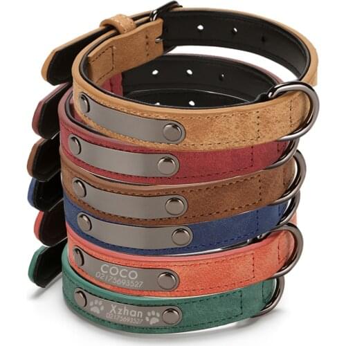 Custom Dog Collars Leather Personalized Pet Dog Tag Collar cat For Small big Dogs Pitbull Bulldog Beagle Correa Perro