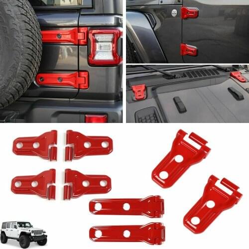 Red Door & Engine Hood & Spare Tailgate Hinge Cover For 2Dr for Jeep Wrangler JL 16X