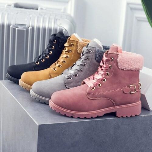 2020 Hot New Woman Boots Autumn Winter Shoes Women Flat Heel Boots Fashion Keep warm Womens Boots Brand Woman Ankle Botas 36-43
