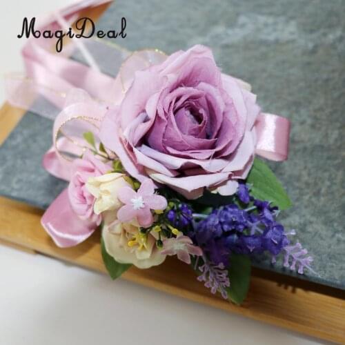 MagiDeal Romantic Wedding Car Mirror Door Handle Artificial Silk Flower and Ribbon Party Decoration