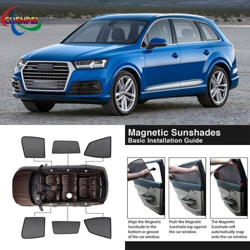 For Audi Q7 2006-2015 Car Full Side Windows Magnetic Sun Shade UV Protection Ray Blocking Mesh Visor Decoration Accessories