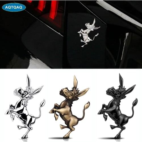3D Metal Donkey Car Emblem Sticker Chrome Auto Badge Sticker Bumper Decal for Car SUV Truck Motorcycle