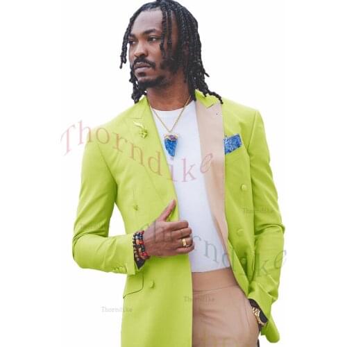 Thorndike Mens Suit Jacket with Pant Candy Green Slim Fit Formal Business Work Wedding Stage Tuxedo Groomsman T1325