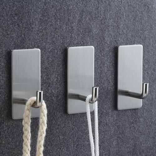 Stainless Steel Wall Hook Self Adhesive Sticky Kitchen Home Bathroom Bath Ball Key Bag Coat Hanger Storage Hanging Holder Rack