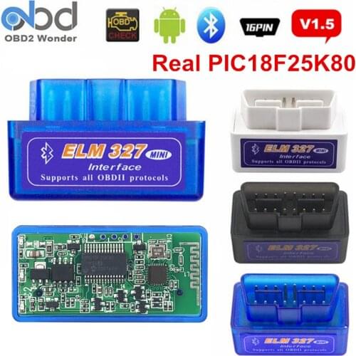 OBD II ELM327 PIC18F25K80 Bluetooth V1.5 Auto Scanner ELM 327 25K80 2 Layer PCB OBDII Diagnostic Scanner Hardware 1.5 Android PC