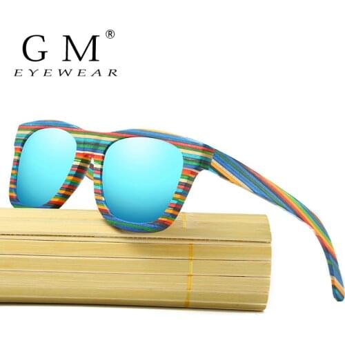 GM Polarized Color Wooden Sunglasses Men Bamboo Sun Glasses Women Brand Designer Original Wood Glasses Oculos de sol masculino