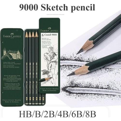 FABER CASTELL 9000 Professional Sketch Pencil 6pcs HB/B/2B/4B/6B/8B Writing Drawing Pencils Wooden Graphite Pencils Supplies