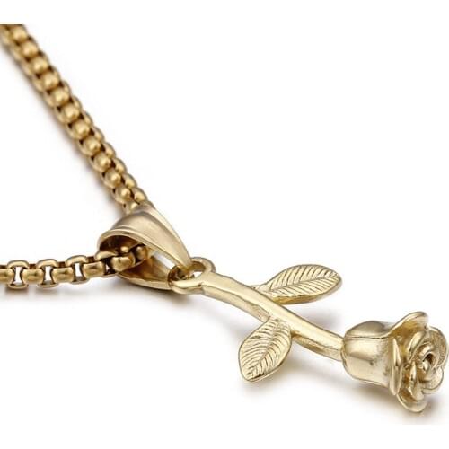 Simple new rose necklace European and American rose pendant jewelry