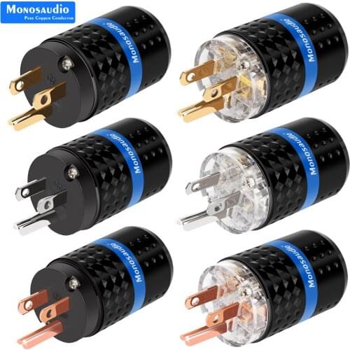 Monosaudio 5N pure copper US Male Mains AC Power Socket Plug for DIY power cable extension adapter 250V 10A Hifi Audio