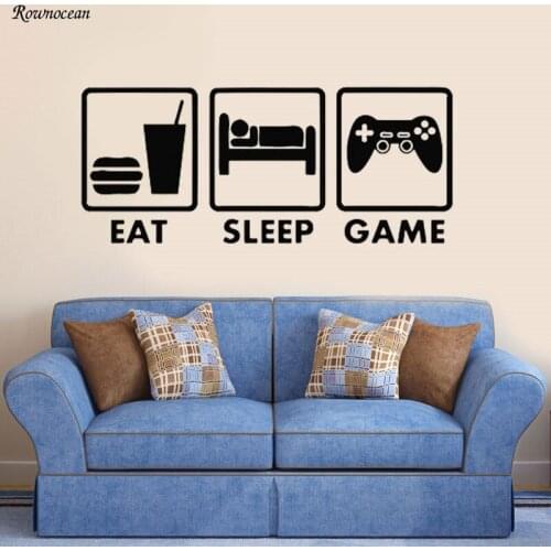 Eat Sleep Game Controller Joystick Wall Art Decal Home Decor Mural Vinyl Plane Sticker Removable Murals High Quality Z113