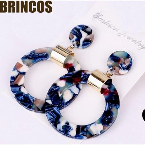 Version of handmadeCC EarringsBlueearrings Acrylic earrings female ornament 2019 Bohemian gold crumbling retro stars Korean
