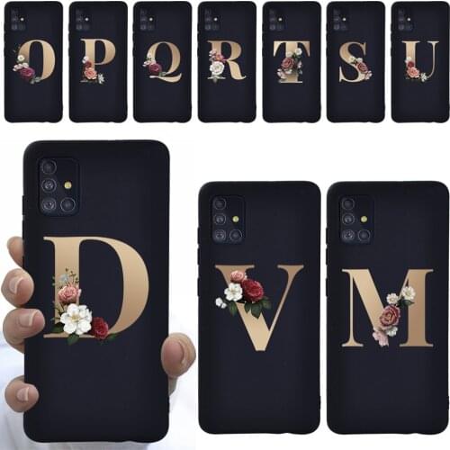 Silicone Phone Case for Samsung A10/A20E/A30S/A40/A50/A50S/A70/A70S/A51/A71 Luxury Name Letter Pattern Soft TPU Cover