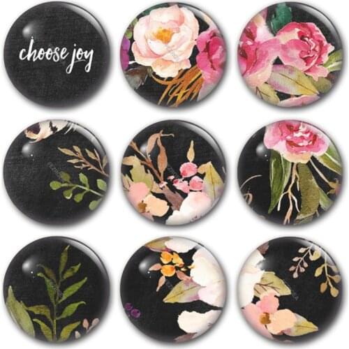 Rose Flower glass cabochon,choose joy love wish girlboss Round photo glass cabochon demo flat back Making findings