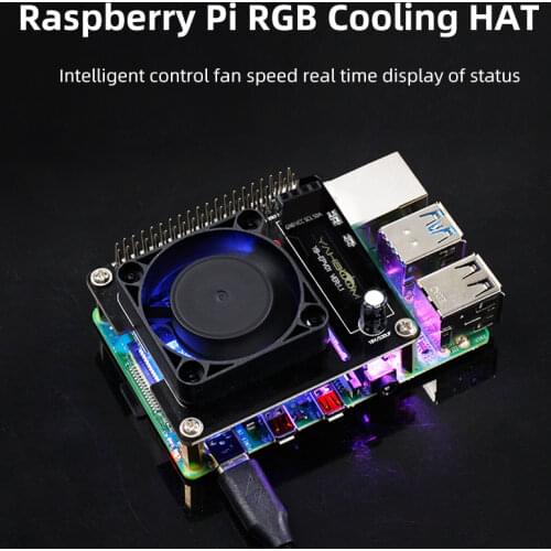 Raspberry Pi 4B/3B+/3B Ice Cooling Fan Intelligent Speed Temperature Control Expansion Board CPU Information Fan Spee LCD