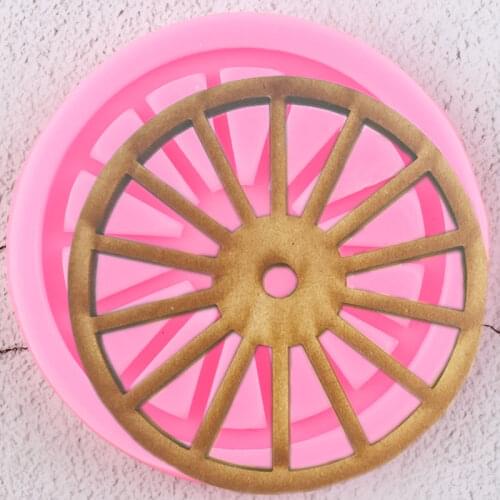 Wagon Wheel Silicone Mold DIY Round Cupcake Topper Fondant Cake Decorating Tools Candy Clay Resin Mold Chocolate Gumpaste Moulds