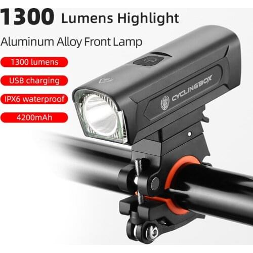 High Lumen Bike Light Aluminum Alloy Bicycle Flashlight Night Riding Bicycle Headlight USB Recharging Waterproof Cycling Lamp