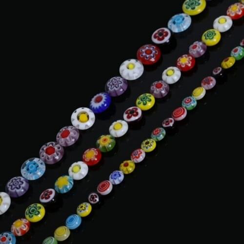 High Quality 6/8/10mm Glass Beads Millefiori Flower Lampwork Spacer Beads for Necklace Bracelet DIY Jewelry Making & Craft