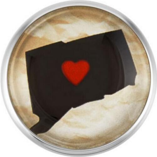 Connecticut State Snap Buttons Glass Ginger Snap Charms Fit 18mm Snap DIY Bracelets/Necklace Jewelry 20Pcs/lot